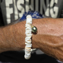 Load image into Gallery viewer, READY TO SHIP Fiji Saltwater Pearl & Shell Money Stretch Bracelet FJD$