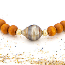 Load image into Gallery viewer, READY TO SHIP Wooden Bead Saltwater Pearl Bracelet in 14k Gold Fill - FJD$