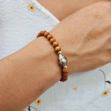 Load image into Gallery viewer, READY TO SHIP Wooden Bead Saltwater Pearl Bracelet in 14k Gold Fill - FJD$