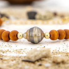 Load image into Gallery viewer, READY TO SHIP Wooden Bead Saltwater Pearl Bracelet in 14k Gold Fill - FJD$