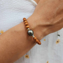Load image into Gallery viewer, CONTACT US TO RECREATE THIS SOLD OUT STYLE Wooden Bead Saltwater Pearl Bracelet in 14k Gold Fill - FJD$