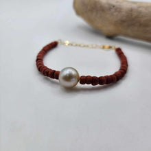 Load image into Gallery viewer, CONTACT US TO RECREATE THIS SOLD OUT STYLE Wooden Bead Saltwater Pearl Bracelet in 14k Gold Fill - FJD$