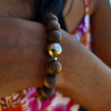 Load image into Gallery viewer, CONTACT US TO RECREATE THIS SOLD OUT STYLE Wooden Bead Saltwater Pearl Bracelet in 14k Gold Fill - FJD$