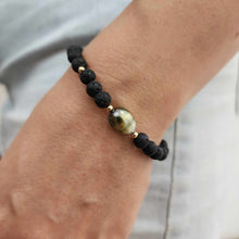Load image into Gallery viewer, CONTACT US TO RECREATE THIS SOLD OUT STYLE Unisex Civa Fiji Pearl & Lava Stone Bracelet - 14k Gold Fill FJD$