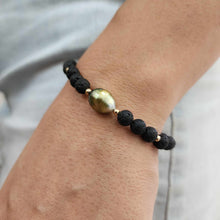 Load image into Gallery viewer, CONTACT US TO RECREATE THIS SOLD OUT STYLE Unisex Civa Fiji Pearl & Lava Stone Bracelet - 14k Gold Fill FJD$