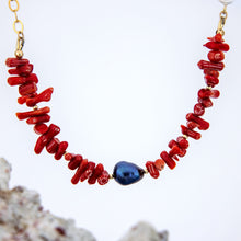 Load image into Gallery viewer, READY TO SHIP Freshwater Pearl Red Coral Bracelet - 14k Gold Fill FJD$