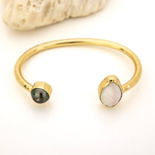 Load image into Gallery viewer, READY TO SHIP Civa Fiji Saltwater Bezel Set Pearl & Shell Cuff - 14k Gold Fill FJD$