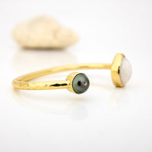 Load image into Gallery viewer, READY TO SHIP Civa Fiji Saltwater Bezel Set Pearl & Shell Cuff - 14k Gold Fill FJD$