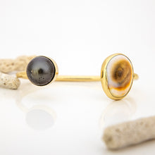Load image into Gallery viewer, READY TO SHIP Civa Fiji Saltwater Bezel Set Pearl & Shell Cuff - 14k Gold Fill FJD$