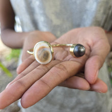 Load image into Gallery viewer, READY TO SHIP Civa Fiji Saltwater Bezel Set Pearl & Shell Cuff - 14k Gold Fill FJD$