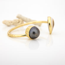 Load image into Gallery viewer, READY TO SHIP Civa Fiji Saltwater Bezel Set Pearl & Shell Cuff - 14k Gold Fill FJD$