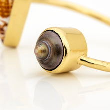 Load image into Gallery viewer, READY TO SHIP Civa Fiji Saltwater Bezel Set Pearl & Shell Cuff - 14k Gold Fill FJD$