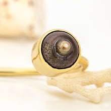 Load image into Gallery viewer, READY TO SHIP Civa Fiji Saltwater Bezel Set Pearl & Shell Cuff - 14k Gold Fill FJD$