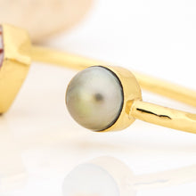 Load image into Gallery viewer, READY TO SHIP Civa Fiji Saltwater Bezel Set Pearl & Shell Cuff - 14k Gold Fill FJD$