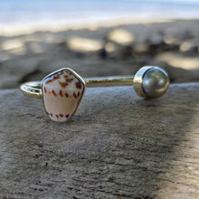 Load image into Gallery viewer, READY TO SHIP Civa Fiji Saltwater Bezel Set Pearl & Shell Cuff - 14k Gold Fill FJD$