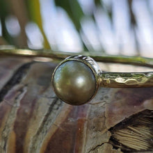 Load image into Gallery viewer, READY TO SHIP Civa Fiji Saltwater Bezel Set Pearl & Shell Cuff - 14k Gold Fill FJD$