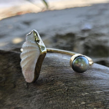Load image into Gallery viewer, READY TO SHIP Civa Fiji Saltwater Bezel Set Pearl & Shell Cuff - 14k Gold Fill FJD$