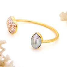 Load image into Gallery viewer, READY TO SHIP Civa Fiji Saltwater Bezel Set Pearl & Shell Cuff - 14k Gold Fill FJD$