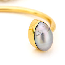 Load image into Gallery viewer, READY TO SHIP Civa Fiji Saltwater Bezel Set Pearl & Shell Cuff - 14k Gold Fill FJD$