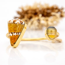 Load image into Gallery viewer, READY TO SHIP Civa Fiji Saltwater Bezel Set Pearl & Shell Cuff - 14k Gold Fill FJD$