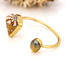 Load image into Gallery viewer, READY TO SHIP Civa Fiji Saltwater Bezel Set Pearl & Shell Cuff - 14k Gold Fill FJD$
