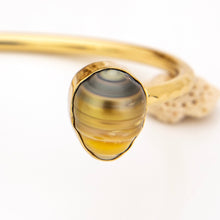 Load image into Gallery viewer, READY TO SHIP Civa Fiji Saltwater Bezel Set Pearl & Shell Cuff - 14k Gold Fill FJD$