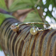 Load image into Gallery viewer, READY TO SHIP Civa Fiji Saltwater Bezel Set Pearl & Shell Cuff - 14k Gold Fill FJD$