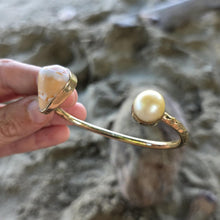 Load image into Gallery viewer, READY TO SHIP Civa Fiji Saltwater Bezel Set Pearl & Shell Cuff - 14k Gold Fill FJD$