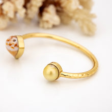 Load image into Gallery viewer, READY TO SHIP Civa Fiji Saltwater Bezel Set Pearl & Shell Cuff - 14k Gold Fill FJD$