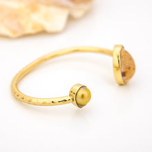 Load image into Gallery viewer, READY TO SHIP Civa Fiji Saltwater Bezel Set Pearl & Shell Cuff - 14k Gold Fill FJD$