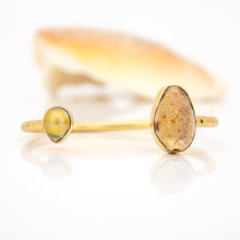 Load image into Gallery viewer, READY TO SHIP Civa Fiji Saltwater Bezel Set Pearl & Shell Cuff - 14k Gold Fill FJD$