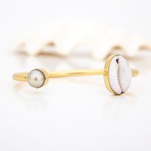 Load image into Gallery viewer, READY TO SHIP Civa Fiji Saltwater Bezel Set Pearl & Shell Cuff - 14k Gold Fill FJD$
