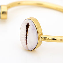 Load image into Gallery viewer, READY TO SHIP Civa Fiji Saltwater Bezel Set Pearl & Shell Cuff - 14k Gold Fill FJD$