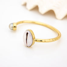 Load image into Gallery viewer, READY TO SHIP Civa Fiji Saltwater Bezel Set Pearl & Shell Cuff - 14k Gold Fill FJD$