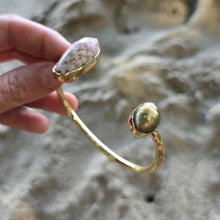 Load image into Gallery viewer, READY TO SHIP Civa Fiji Saltwater Bezel Set Pearl & Shell Cuff - 14k Gold Fill FJD$