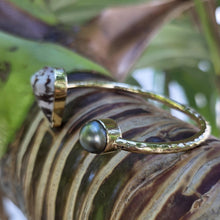 Load image into Gallery viewer, READY TO SHIP Civa Fiji Saltwater Bezel Set Pearl & Shell Cuff - 14k Gold Fill FJD$