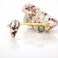 Load image into Gallery viewer, READY TO SHIP Civa Fiji Saltwater Bezel Set Pearl & Shell Cuff - 14k Gold Fill FJD$