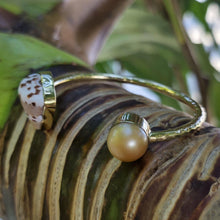 Load image into Gallery viewer, READY TO SHIP Civa Fiji Saltwater Bezel Set Pearl & Shell Cuff - 14k Gold Fill FJD$