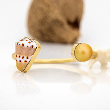 Load image into Gallery viewer, READY TO SHIP Civa Fiji Saltwater Bezel Set Pearl & Shell Cuff - 14k Gold Fill FJD$