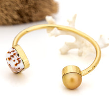 Load image into Gallery viewer, READY TO SHIP Civa Fiji Saltwater Bezel Set Pearl & Shell Cuff - 14k Gold Fill FJD$