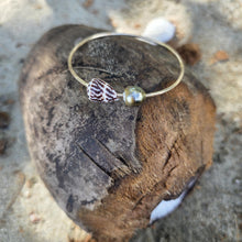 Load image into Gallery viewer, READY TO SHIP Closed Bangle 14k Gold Fill with Civa Fiji Saltwater Pearl & Shell - FJD$