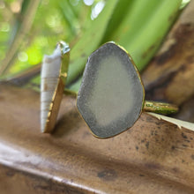 Load image into Gallery viewer, READY TO SHIP Bezel Set Seaglass & Shell Cuff - 14k Gold Fill FJD$