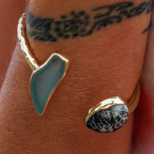 Load image into Gallery viewer, READY TO SHIP Bezel Set Seaglass & Shell Cuff - 14k Gold Fill FJD$