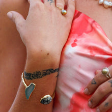 Load image into Gallery viewer, READY TO SHIP Bezel Set Seaglass & Shell Cuff - 14k Gold Fill FJD$