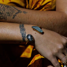 Load image into Gallery viewer, READY TO SHIP Bezel Set Seaglass & Shell Cuff - 14k Gold Fill FJD$