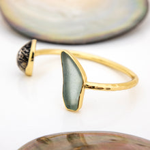 Load image into Gallery viewer, READY TO SHIP Bezel Set Seaglass & Shell Cuff - 14k Gold Fill FJD$