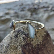 Load image into Gallery viewer, READY TO SHIP Bezel Set Seaglass & Shell Cuff - 14k Gold Fill FJD$
