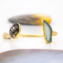 Load image into Gallery viewer, READY TO SHIP Bezel Set Seaglass & Shell Cuff - 14k Gold Fill FJD$
