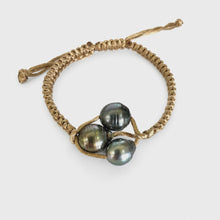 Load image into Gallery viewer, Pearl trio bracelet with coral background