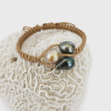 Load image into Gallery viewer, Pearl trio bracelet with coral background